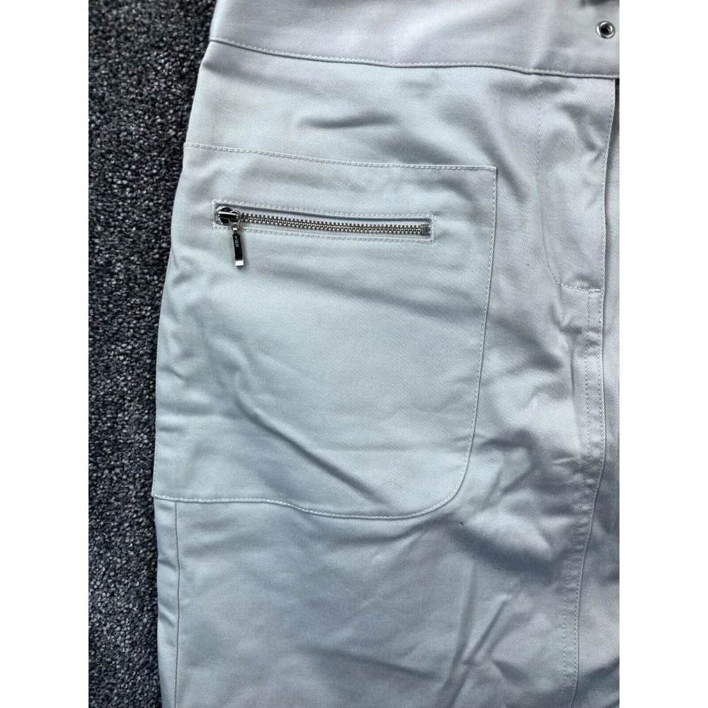 Ann Taylor Loft Womens Stretch Skirt Size 2 Light Gray With Pockets & Belt‎